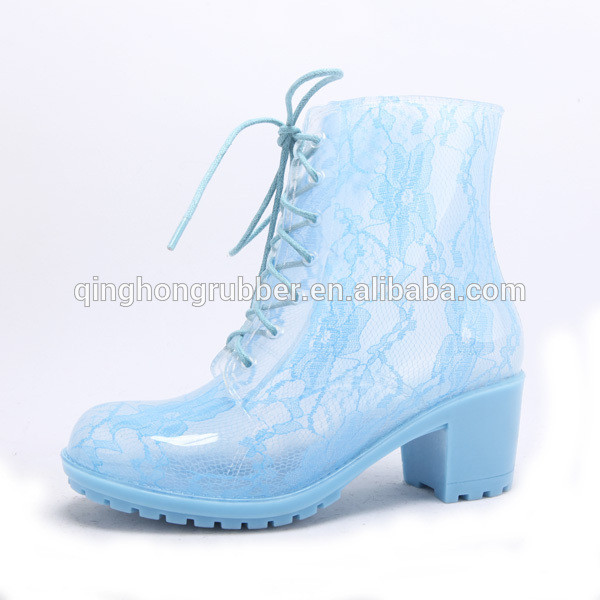 2014 Fashion Transparent Boots dance boots lace rain boots