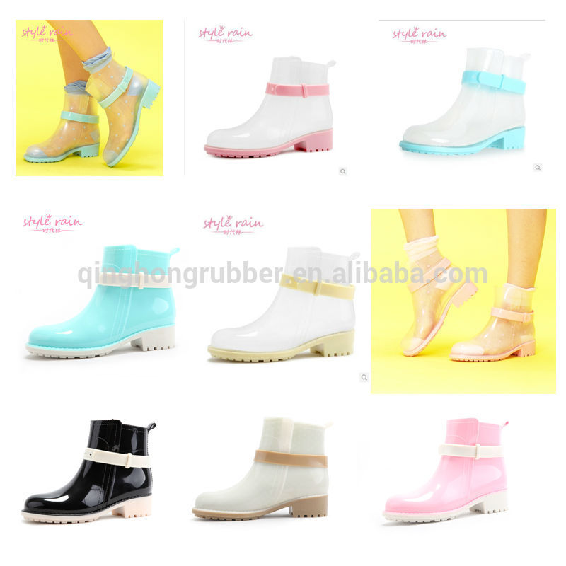 New style Women ankle PVC transparent 2014 clear rain boots