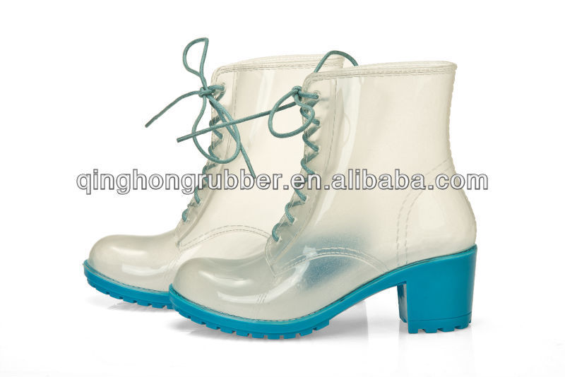 jelly color women clear rain boots pvc