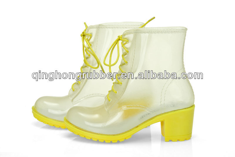 colourful women clear plastic rain boots