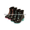 dark color cool flat base rain boots