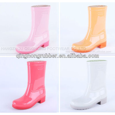 Short rain boots flat or high heel with brand