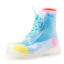 lace up,pvc high heel rain boot,solid color pvc rain boots