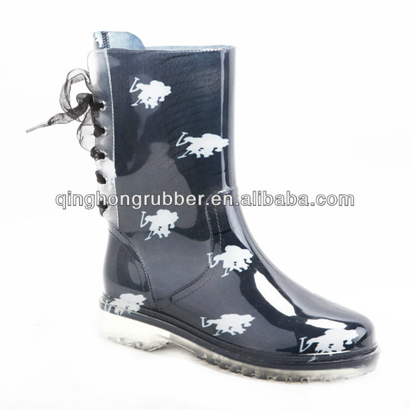 China Factory Supplier Transparent Rain Boots Wholesale Fashion Ladies Rainboots