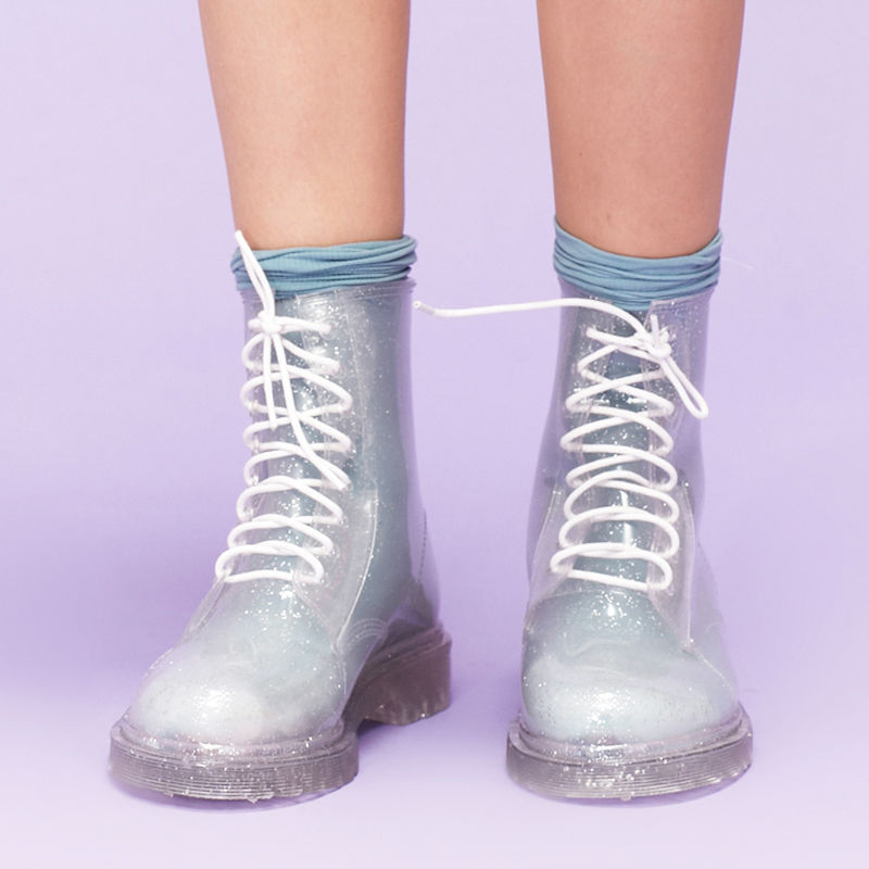 2014 China Fashion Rain Boots/Shiny Transparent Martin Rain Boots Wholesale