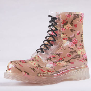 Latest Style Lower Price Flower Pattern Raining Boots, Women Raining Boots 2014