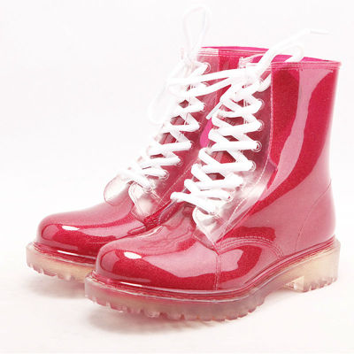 Hotsale Nice Durable Good Quality PVC Women Cheap Red Rain Boots, Clear Red Boots