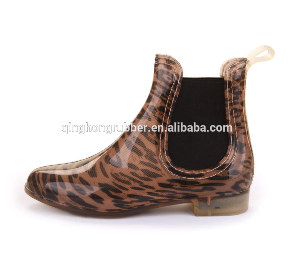 2014 fashionable ladies leopard fashion rain boots
