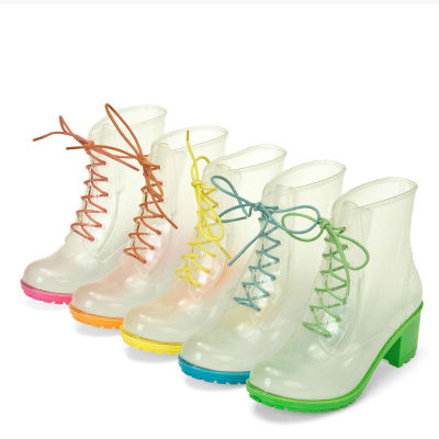 2014 Fashion clear ladies PVC transparent rain boots