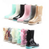 Fashion Ladie's lace up jelly sex girl rain boots 2015 rain boots wholesale