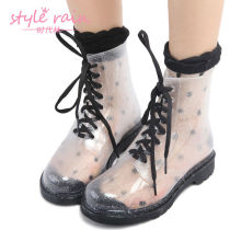 Shiny Women Cheap Transparent Rain Boots, Short Ankle Rain Boots Manufacturer