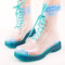 customize New style transparent jelly rain boot lace-up 2014