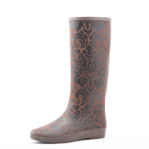 women fashion fabric print rubber rain boots