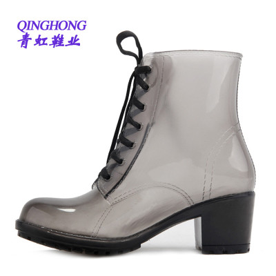 2015 new style high heel rain boots pvc boots for woman