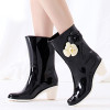 Fashion fancy ladies waterproof sunflower rain boots