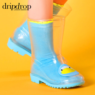 2016  new style transparent pvc rain boots for kids
