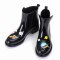 2017 new style black pvc short cut rain boots with cute animals