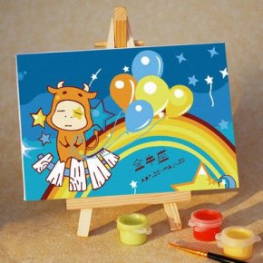 Caliente venta del regalo del arte para colorear por números diy venta al por mayor fuentes del arte del cabrito determinado de la pintura
