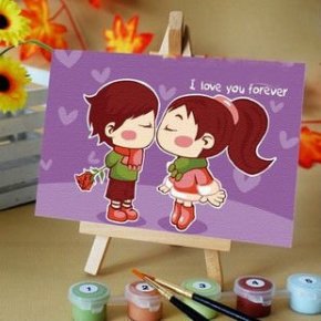 Pintura al óleo principiante kit de los niños de la lona pintura al óleo con caballete 10 * 15 cm