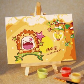 Nuevo diseño diy pintura al óleo por números pintura al óleo principiante kit con caballete 10 * 15 cm
