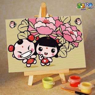 Best price Diy oil painting by numbers A079 children mini painting set canvas painting with easel