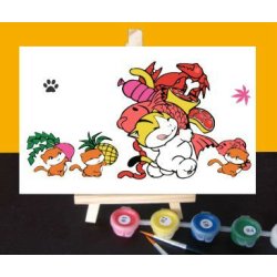 Pintura para niños principiante determinado de la pintura de 10 * 15 mini tamaño de pintura al óleo por número de serie con caballete de madera