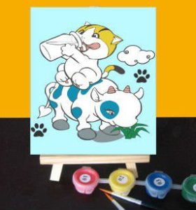 Pintura para los niños de los niños pintura al óleo kit de pintura por números con caballete de madera
