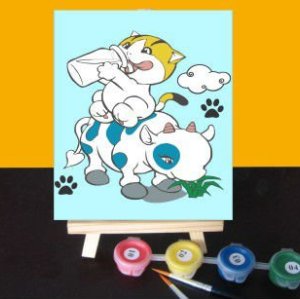 Painting for kids children oil painting kit painting by numbers with wood easel