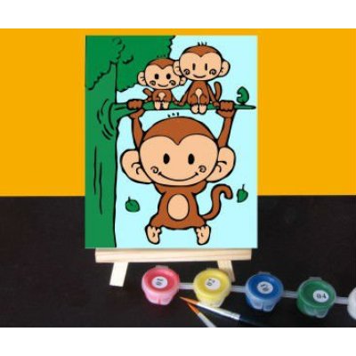 Diy Öl malen nach zahlen 10*15cm Affen design mini Ölgemälde mit holz staffelei