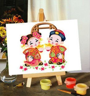 Diy oil painting by numbers 10*15CM kid's painting kit with wood esel