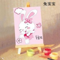 wholesales A171 rabbit picture animal design painting by numbers on canvas with wood easel