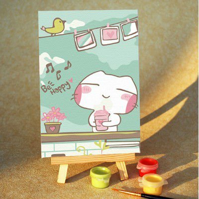 A227 children oil painting set with wood easel wholesales painting with numbers