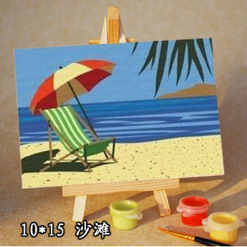 sea cape oil painting by numbers -kid's painting kit-diy art set-sketching by numbers 10*15cm