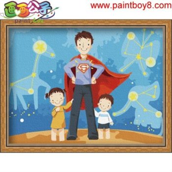 Super family - diy oil painting by numbers, diy digital oil paint