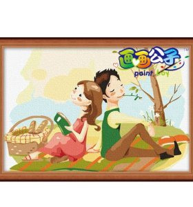 Best price Diy oil paint by numbers C013 little girl and boy design painting on canvas