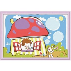 Ölgemälde leinwand malen nach zahlen cartoon haus Bild