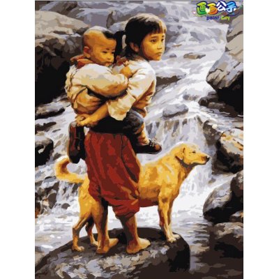 Excellent Canvas Handmade coloring by numbers china little girl photo oil painting