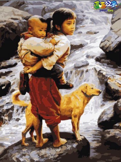 Excellent Canvas Handmade coloring by numbers china little girl photo oil painting