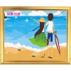 Diy oil painting seascape oil painting boy and girl design painting by numbers