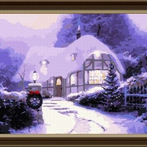 Excellent Canvas Handmade coloring by numbers snow view picture painting by number