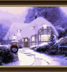 Excellent Canvas Handmade coloring by numbers snow view picture painting by number
