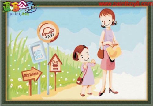 C008 mother and daughter design Good quality Diy oil Paint by numbers