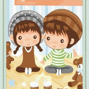 Good quality Diy oil Paint by numbers C055 20*30cm little boy and girl design