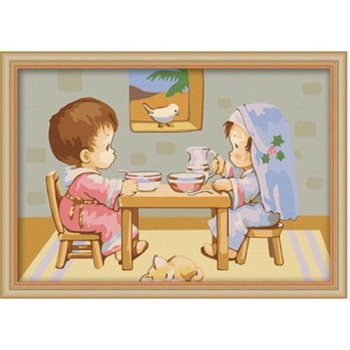 C007 happy time for dinner design oil painting by numbers