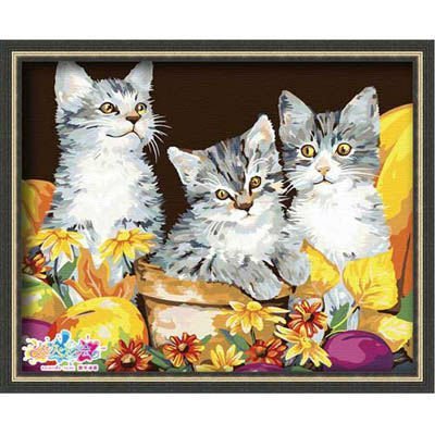 Diy oil Painting by numbers for kids, animal picture cat photo oil painting by numbers
