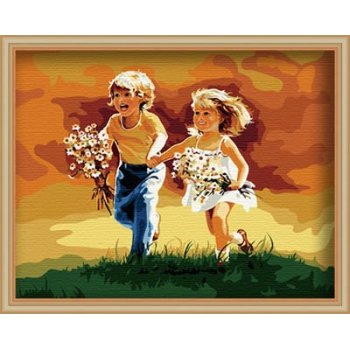 wholesales diy paint little girl and boy picture painitngs on canvas