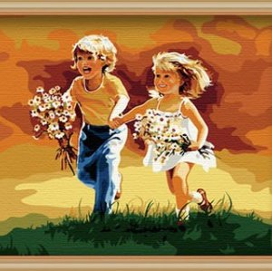 wholesales diy paint little girl and boy picture painitngs on canvas