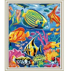 Paisaje marino foto de los pescados de ventas al por mayor de diy pintura al óleo con números