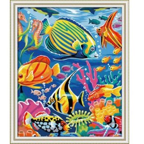 Paisaje marino foto de los pescados de ventas al por mayor de diy pintura al óleo con números