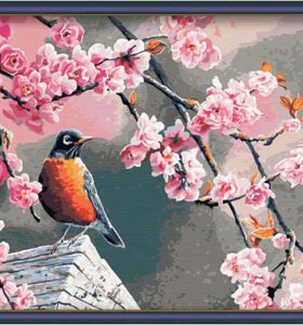 Pájaro y la flor diseño de la foto pintura en la lona ventas al por mayor de diy pintura al óleo por números